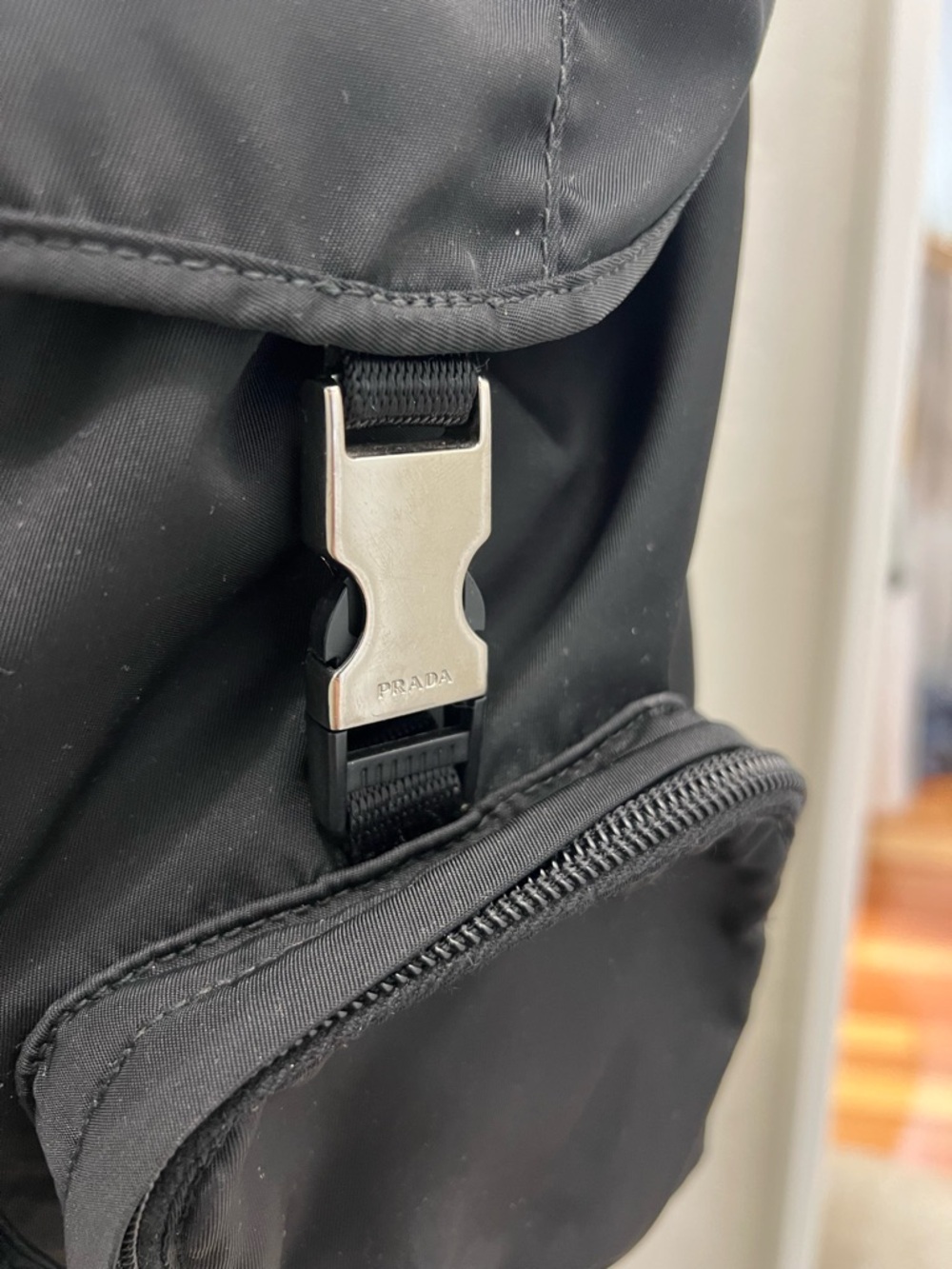 Prada Black Drawstring Nylon Backpack - Picture 3 of 12